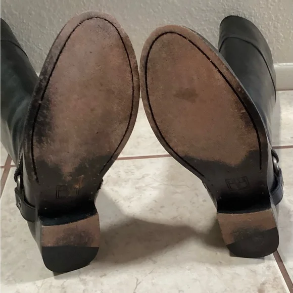 **SALE** Frye Philip Harness Black Tall Inside Zip Boots - Picture 10 of 11